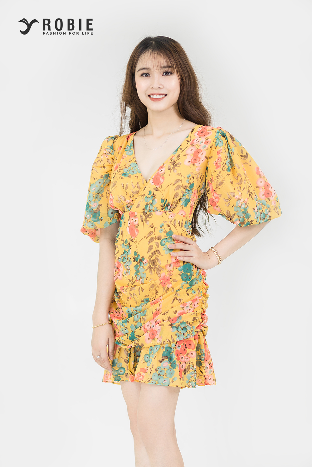 Đầm bông body nhúng tay phồng RB16