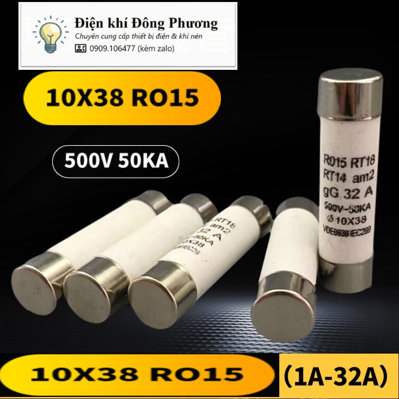 Ruột cầu chì sứ, cầu chì sứ rt18-32x, ro15 - 10x38mm 500v.