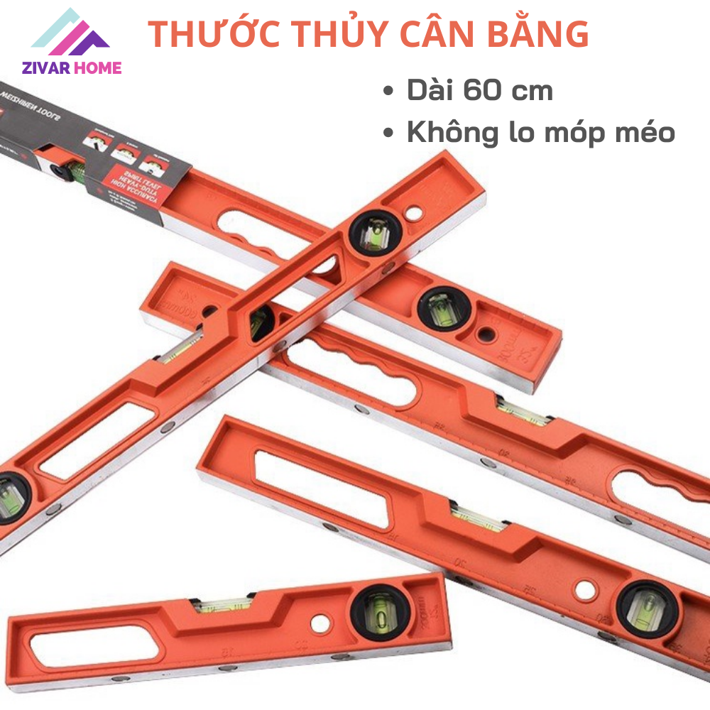 Thước thủy hợp kim siêu bền dài 60cm, có nam châm dễ thao tác, đo chính xác tuyệt đối thước đo cân bằng, thước cân thủy, dụng cụ đo lường, cân bằng