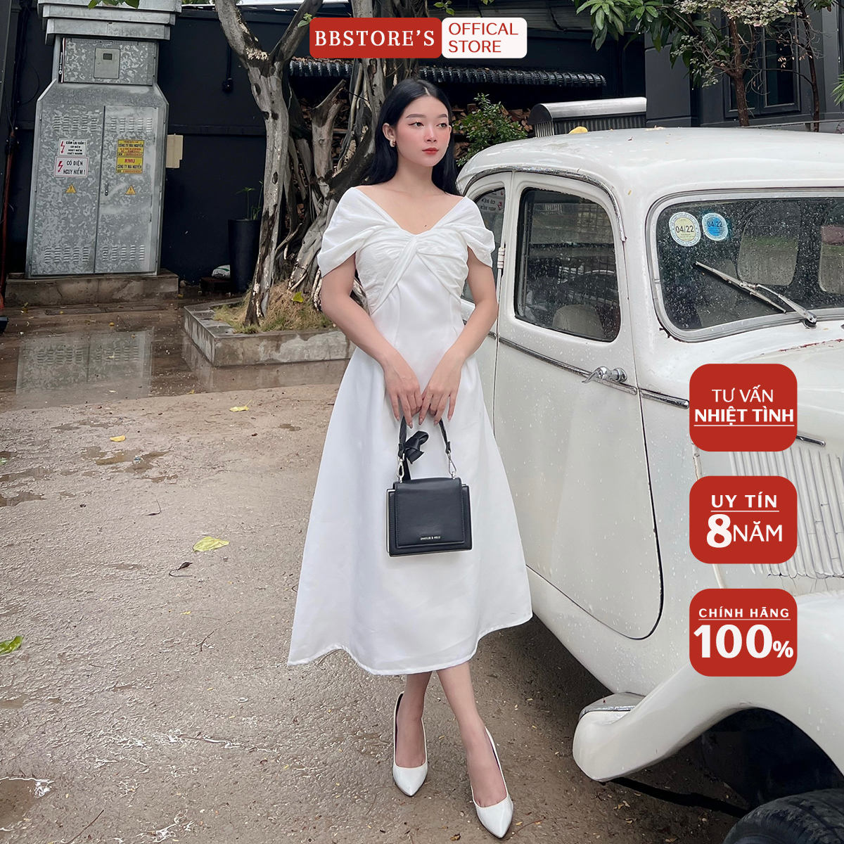Bbstore's đầm xoè dự tiệc phối trễ vai xoắn ngực - tk212