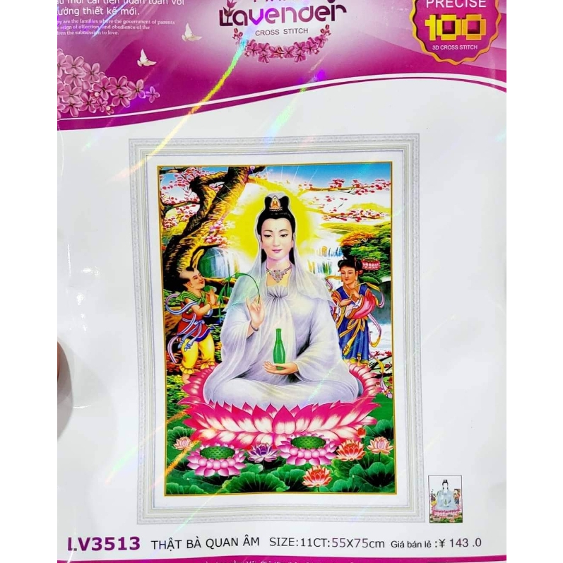 Tranh thêu phật bà quan thế âm bồ tát ailuo al21570