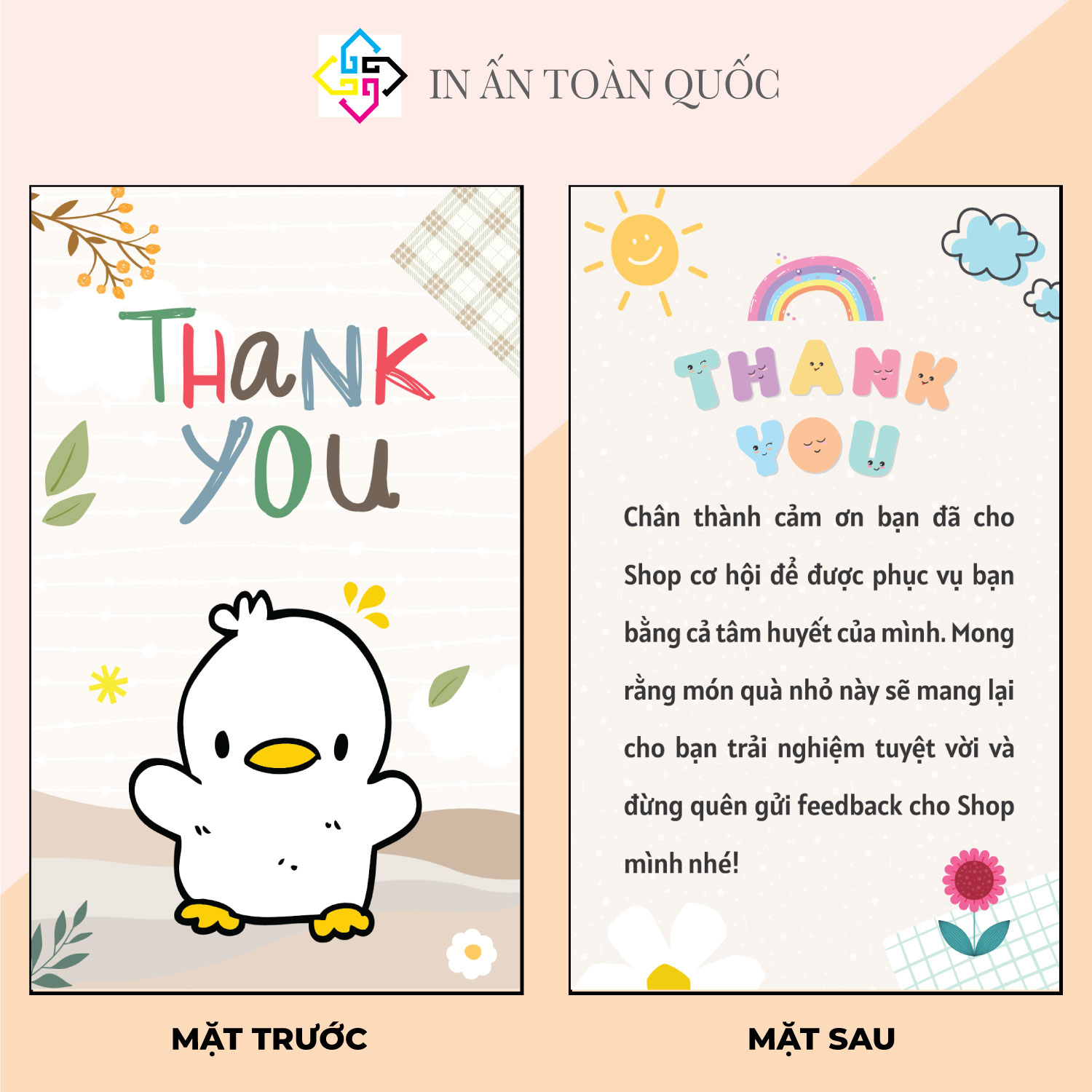 Thiệp cảm ơn khách hàng - thẻ cảm ơn - thư cám ơn khách hàng cho shop bán hàng online - giấy dày sang trọng - 100 Thiệp