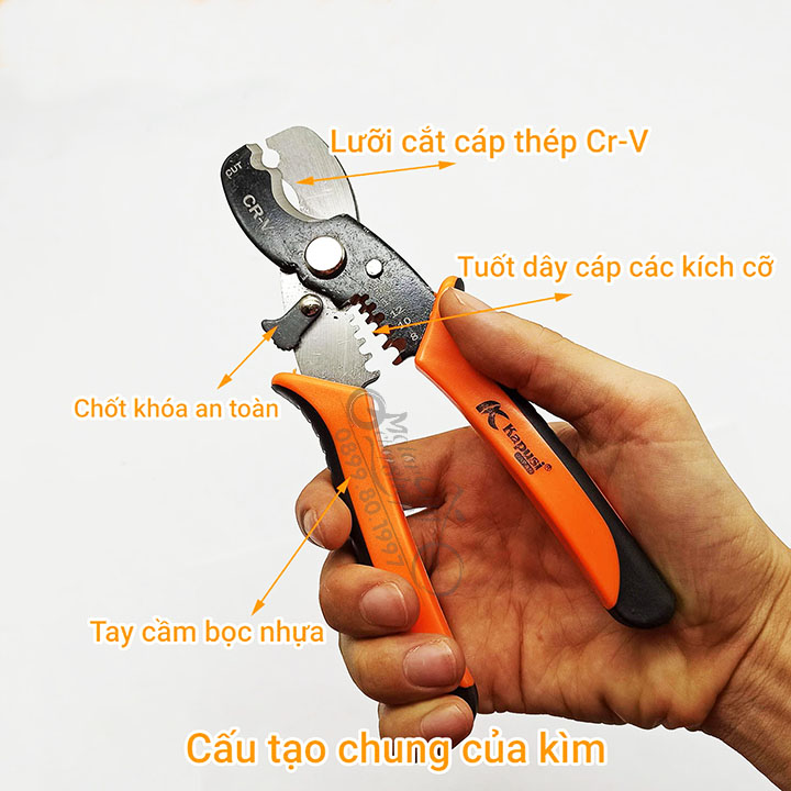 Kìm cắt cáp và tuốt dây điện kapusi japan