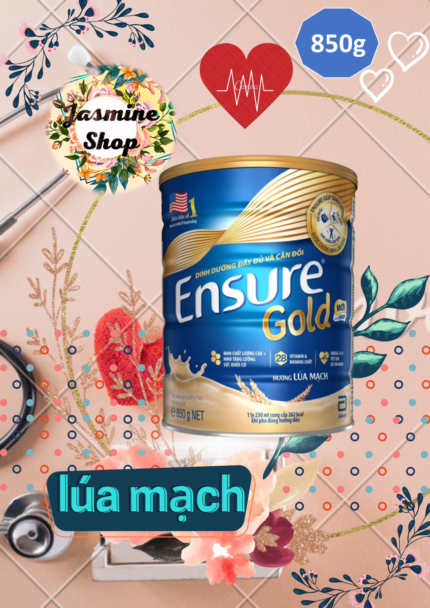 Sữa bột ensure gold abbott 850g -