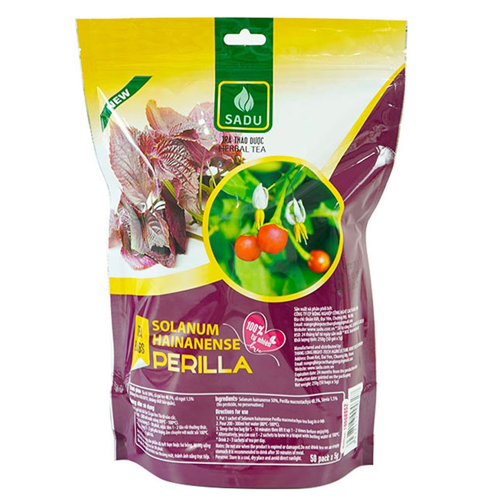 Trà cà gai leo tía tô Sadu bịch 250g gồm 50 túi lọc hút chân không