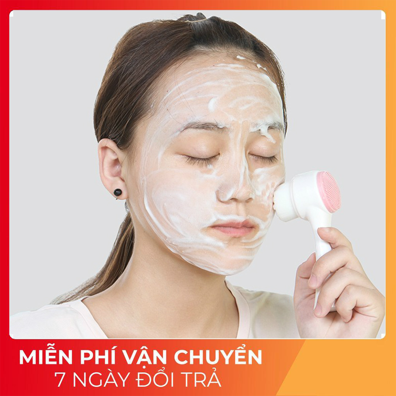 Cọ rửa mặt 2 đầu thông minh- Cọ rửa mặt cầm tay làm sạch da 2 trong 1- Cọ rửa mặt và tẩy da chết 2 đầu - Làm sạch da mặt nhạy cảm - Massage mặt nhẹ nhàng - Dụng cụ trang điểm