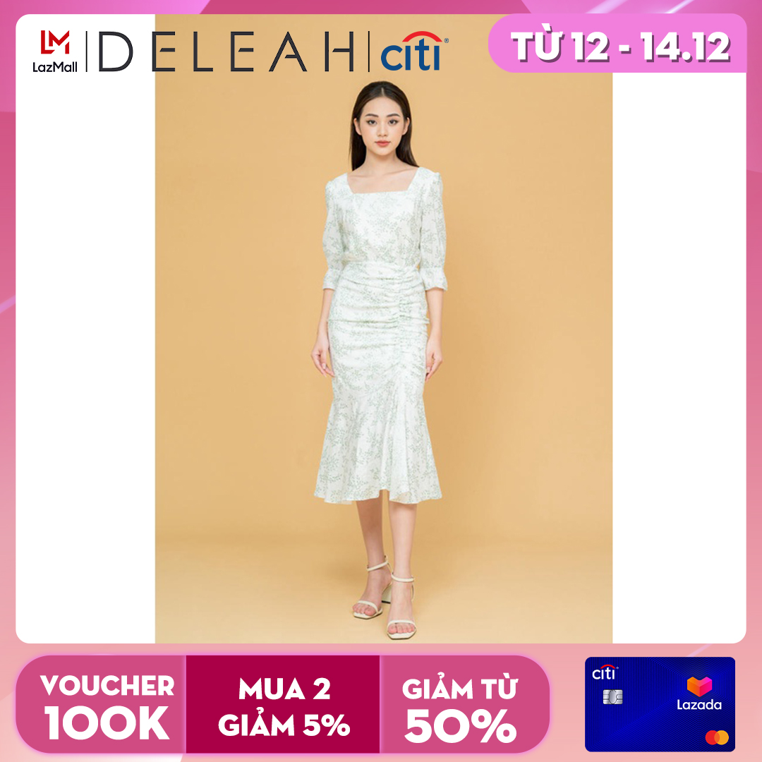 De Leah - Đầm Ôm Midi Đuôi Cá Rút Nhún - Thời Trang Thiết Kế