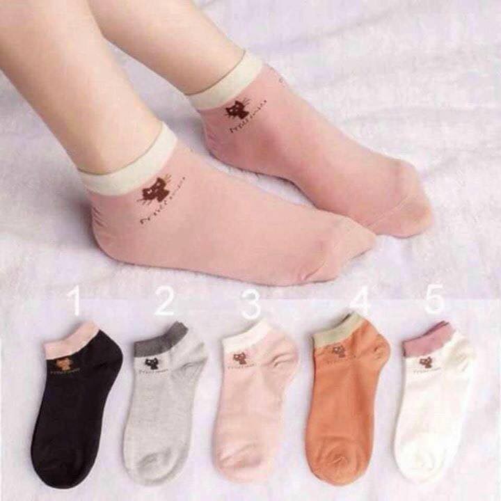 Set 10 đôi tất mèo miu miu cổ ngắn tặng kèm túi