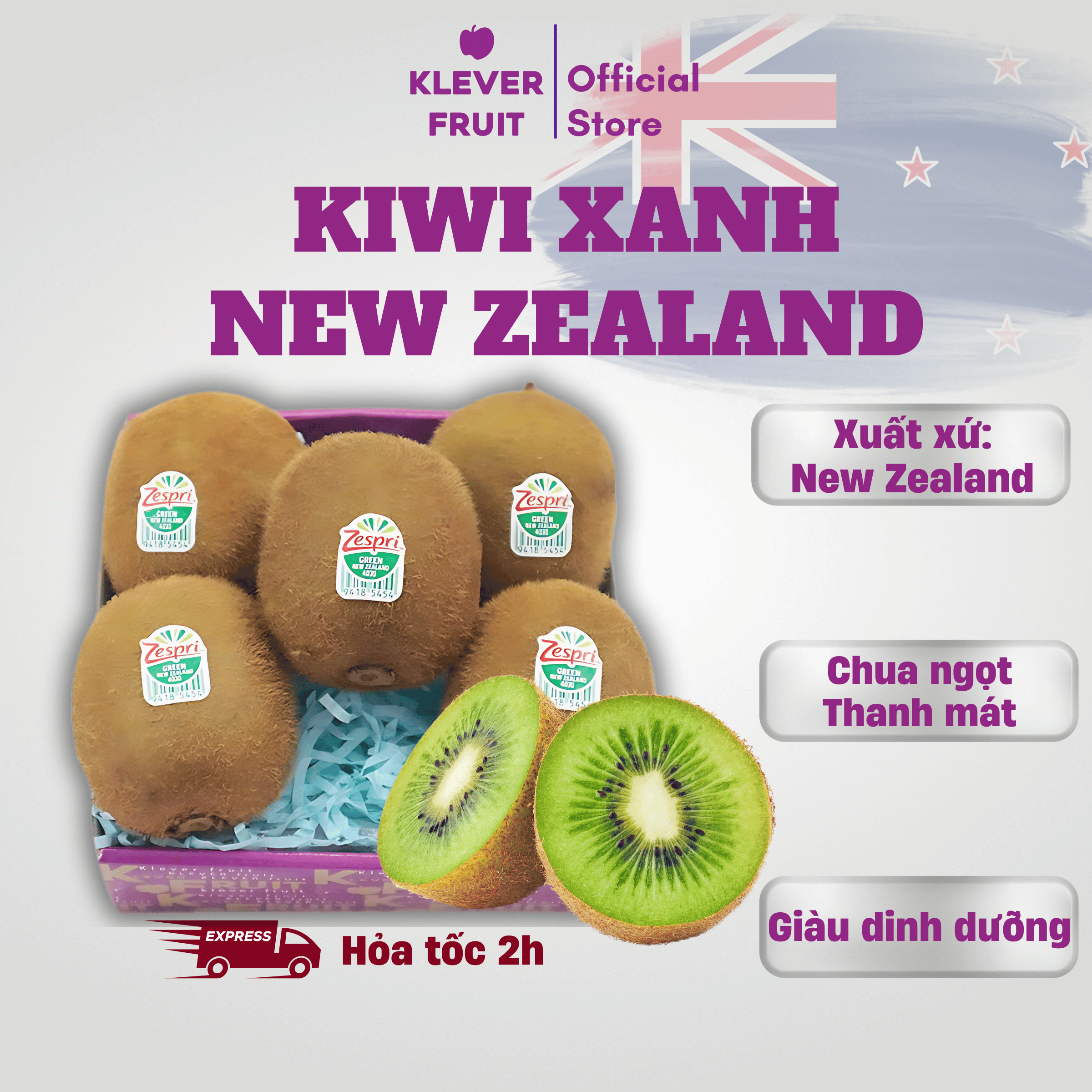 Kiwi Xanh New Zealand - Kiwi Zespri - Trái Cây Nhập Khẩu Cao Cấp Klever Fruit