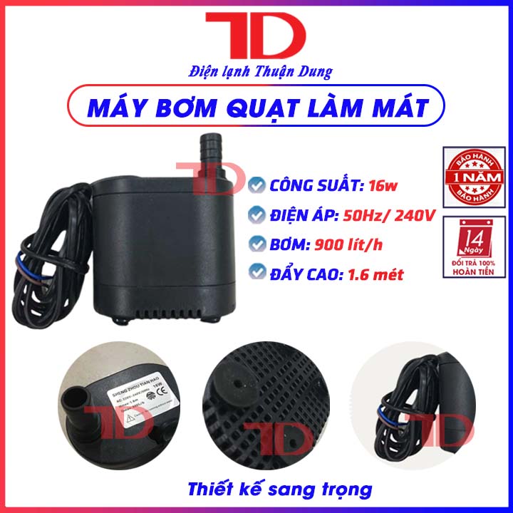 Máy bơm quạt làm mát 16W, Bơm chìm mini hút ngang cho bể cá và quạt hơi nước - Điện Lạnh Thuận Dung