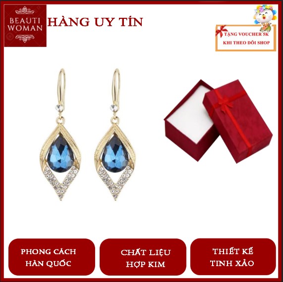 Bông tai nữ hàn quốc, Khuyên tai nữ, Hoa tai nữ đính đá pha lê lấp lánh sang trọng, bông tai nữ cá tính, bông tai dáng dài, bông tai thời trang– BEAUTI WOMAN