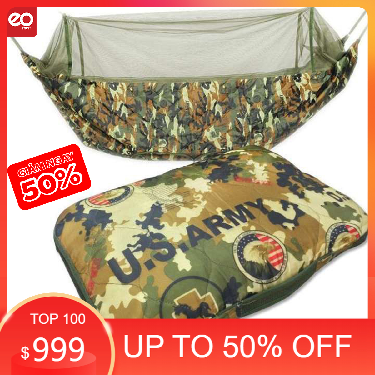 Võng Mùng lính  Đa năng 7 Trong 1 Eomart tất cả gói gọn trong 1 chiếc võng gọn gàng tỉ mỉ tinh tế