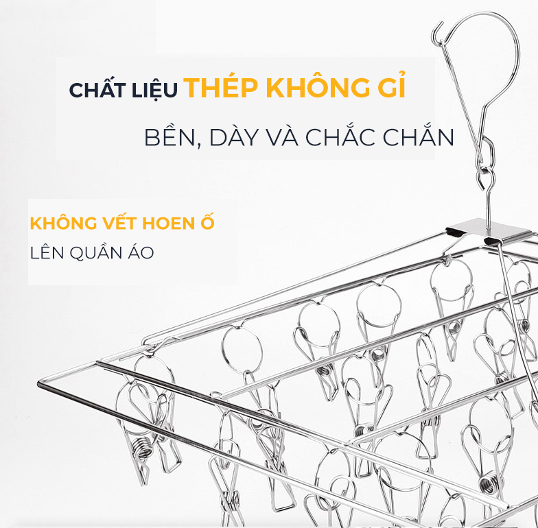 Combo 1 móc chùm nhiều kẹp inox chống rỉ sét và 20 móc chống gió cho sào phơi