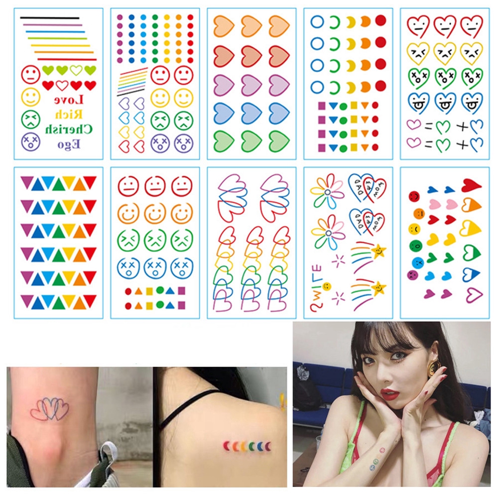 30 Tấm Hình Xăm Dán Mini Emoji Cảm Xúc - Flash Tattoo Phong Cách Hàn Quốc Cực Cá Tính