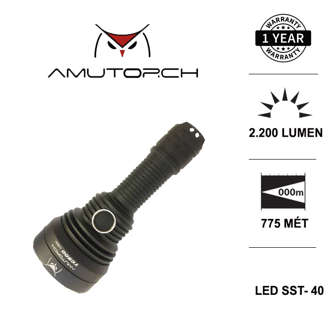 Đèn pin chiếu xa amutorch tc500 led xpl độ sáng 1200lm, sử dụng 1 pin 21700 đèn đèn pin