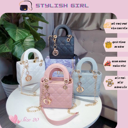 Túi sách nữ, túi do lady vuông trần trám phong cách, freeship extra sp130