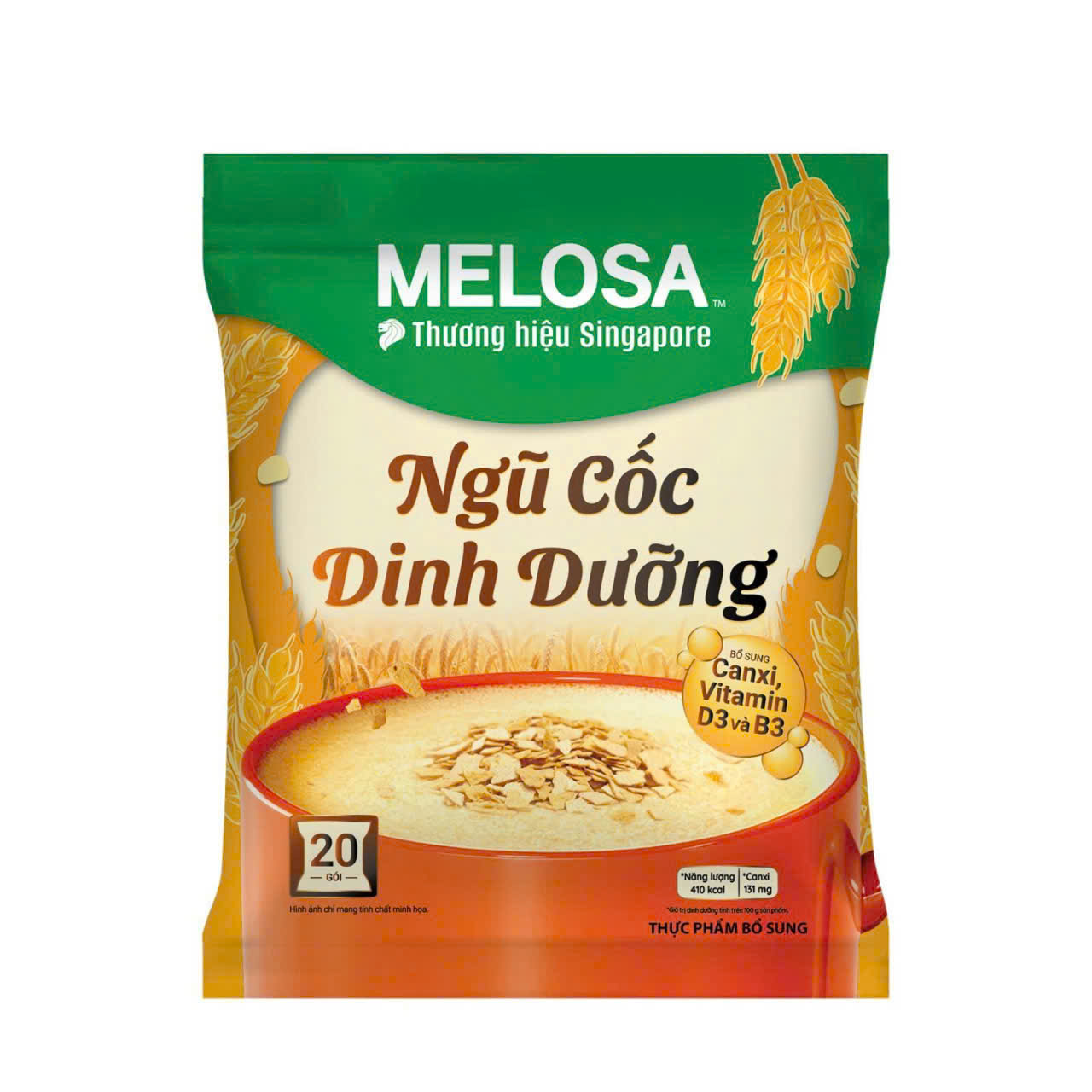 Combo 2-3 túi Bột ngũ cốc dinh dưỡng Melosa, thương hiệu Singapore, túi 500g, bữa ăn sáng tiện lợi bổ sung năng lượng canxi giàu dinh dưỡng