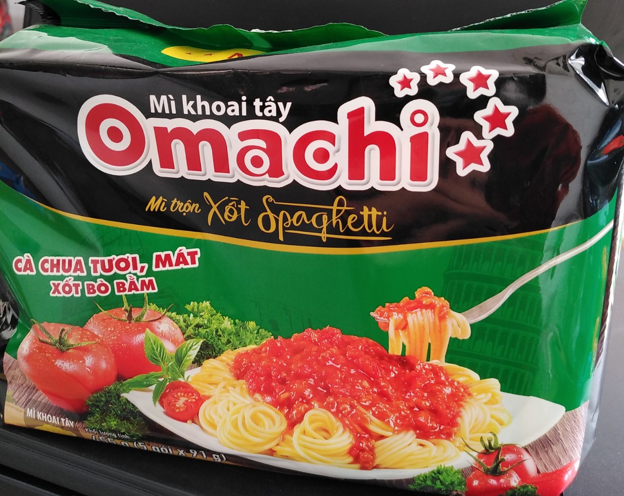 Combo 5 gói mì trộn khoai tây Omachi xốt Spaghetti 91g