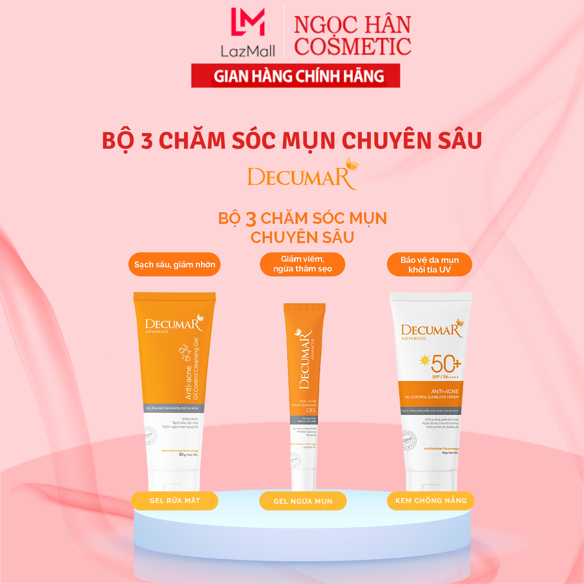 Combo 3 sản phẩm ngừa mụn toàn diện Decumar Advanced - ngochancosmetics