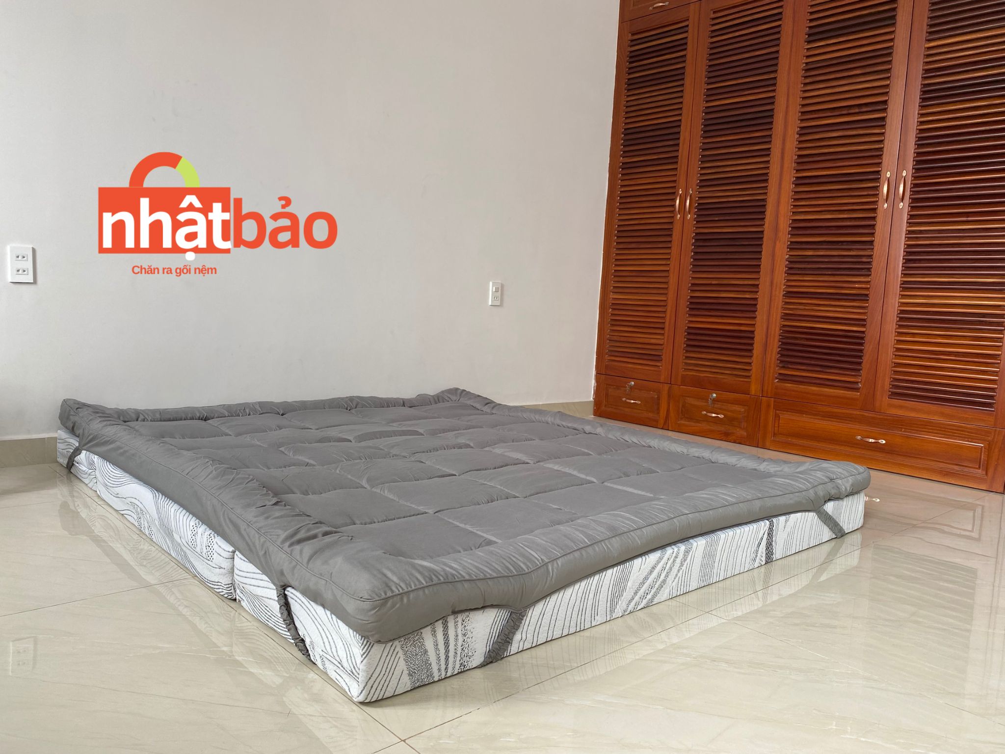 Topper everon grey, tấm tăng tiện ích, tấm lót nệm, tấm làm mềm nệm