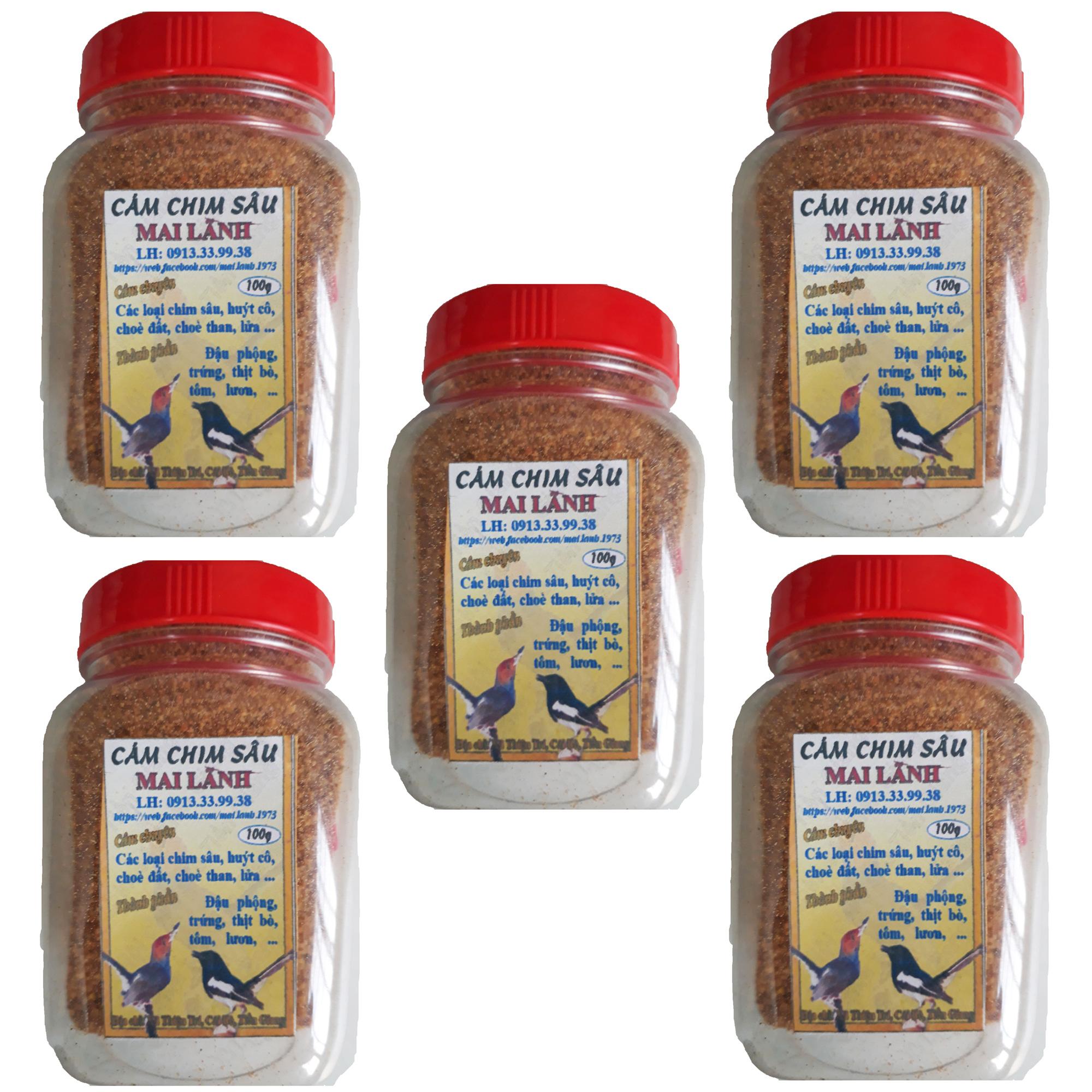 Combo 5 Hũ Cám Chim Sâu Mai Lãnh 100g - Thức Ăn Chim Sâu Đầu Đỏ Cao Cấp