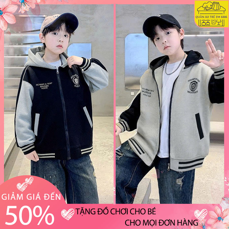   18-52kg  Áo nỉ hoodie cho bé trai áo khoác nỉ bé trai trẻ em nam mẫu RETR áo thu đông bé trai từ 5-16 tuổi chất nỉ bông dày dặn 