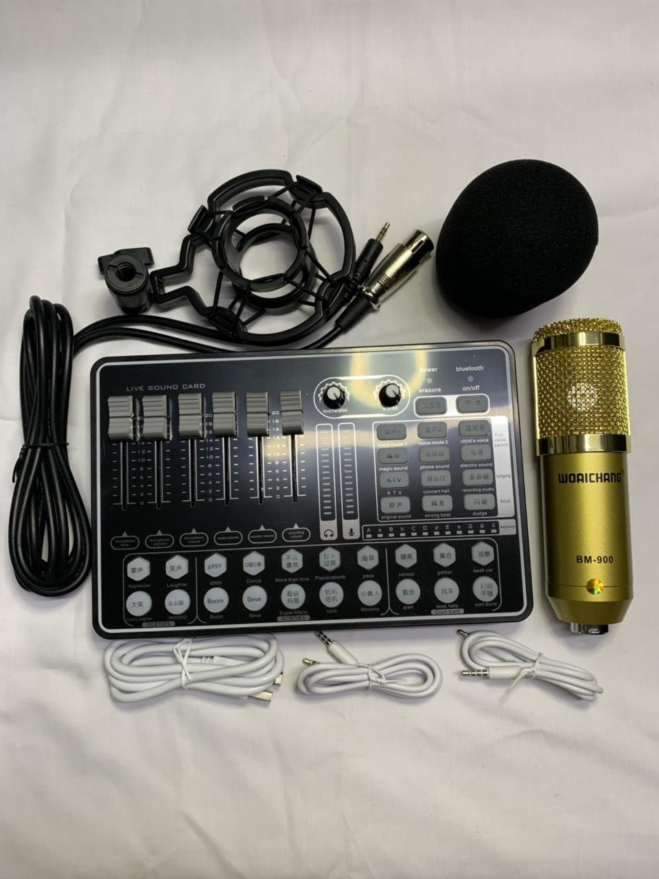Bộ Combo Mic Thu Âm Hát Livestream Soundcard H9 & Mic BM900 chuyên hát live stream, karaoke