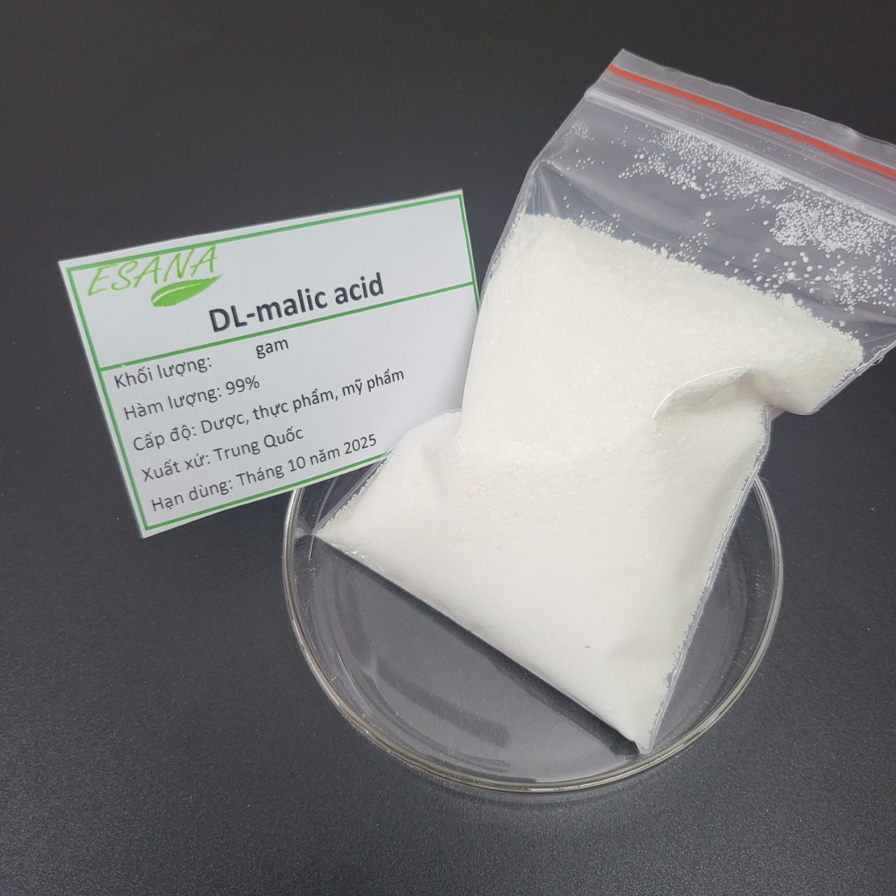 100g acid malic 99% cấp thực phẩm