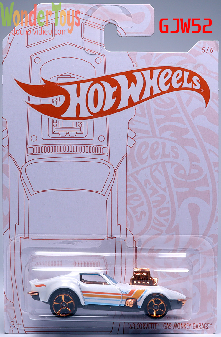 Xe mô hình hot wheels '68 corvette - gas monkey garage - pearl and chrome series - 2020 - gjw52