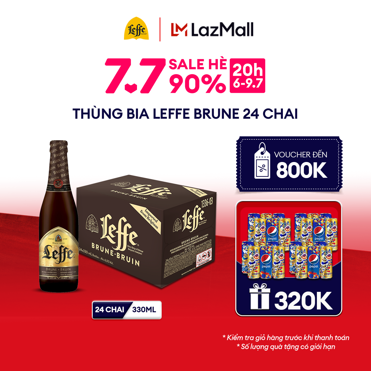 [7-9.7 VC ĐẾN 800K+FS] Thùng 24 Chai Bia Ale Leffe Brune (Leffe Nâu) (330ml/ chai)
