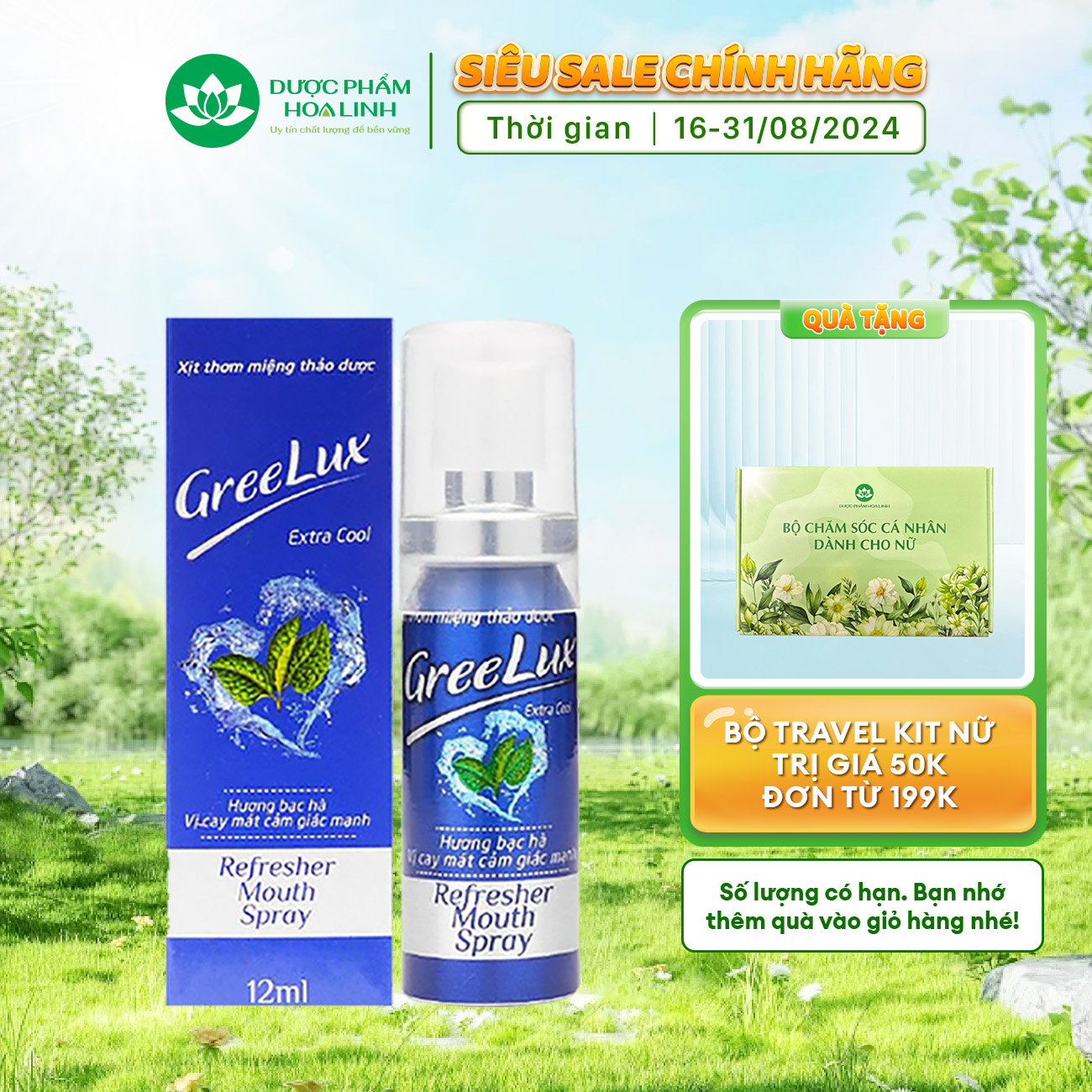 Xịt Thơm Miệng GreeLux Extra Cool 12ml (Vị cay mát cảm giác mạnh)