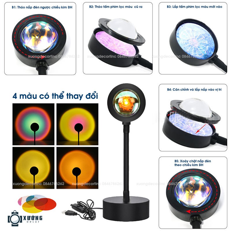 Đèn hoàng hôn cầu vồng 10w siêu sáng , đèn sống ảo tiktok hoàng hôn cầu vồng - đèn sống ảo sunset hoàng hôn , cầu vồng