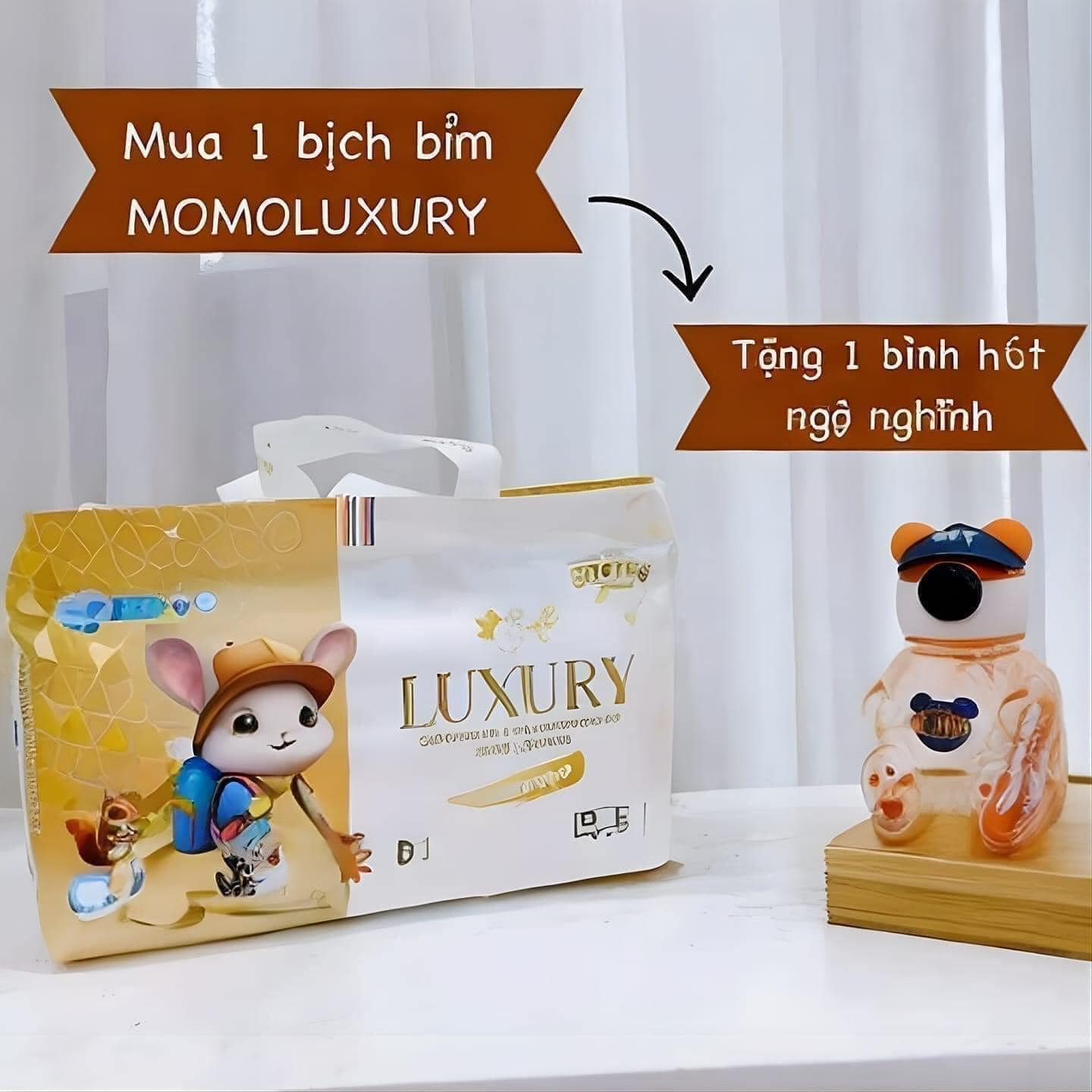 Bỉm MOMO LUXURY siêu thấm hút đủ size từ NB đến XXXL ( tặng quà tự chọn)