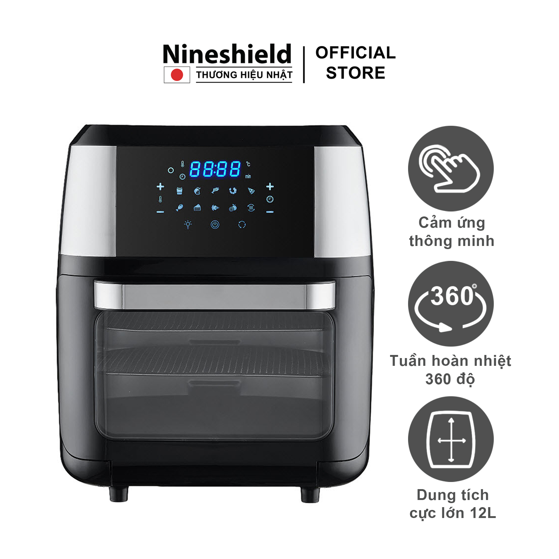Nồi chiên không dầu nineshield 12l kb-1201 bảo hành chính hãng 1 năm
