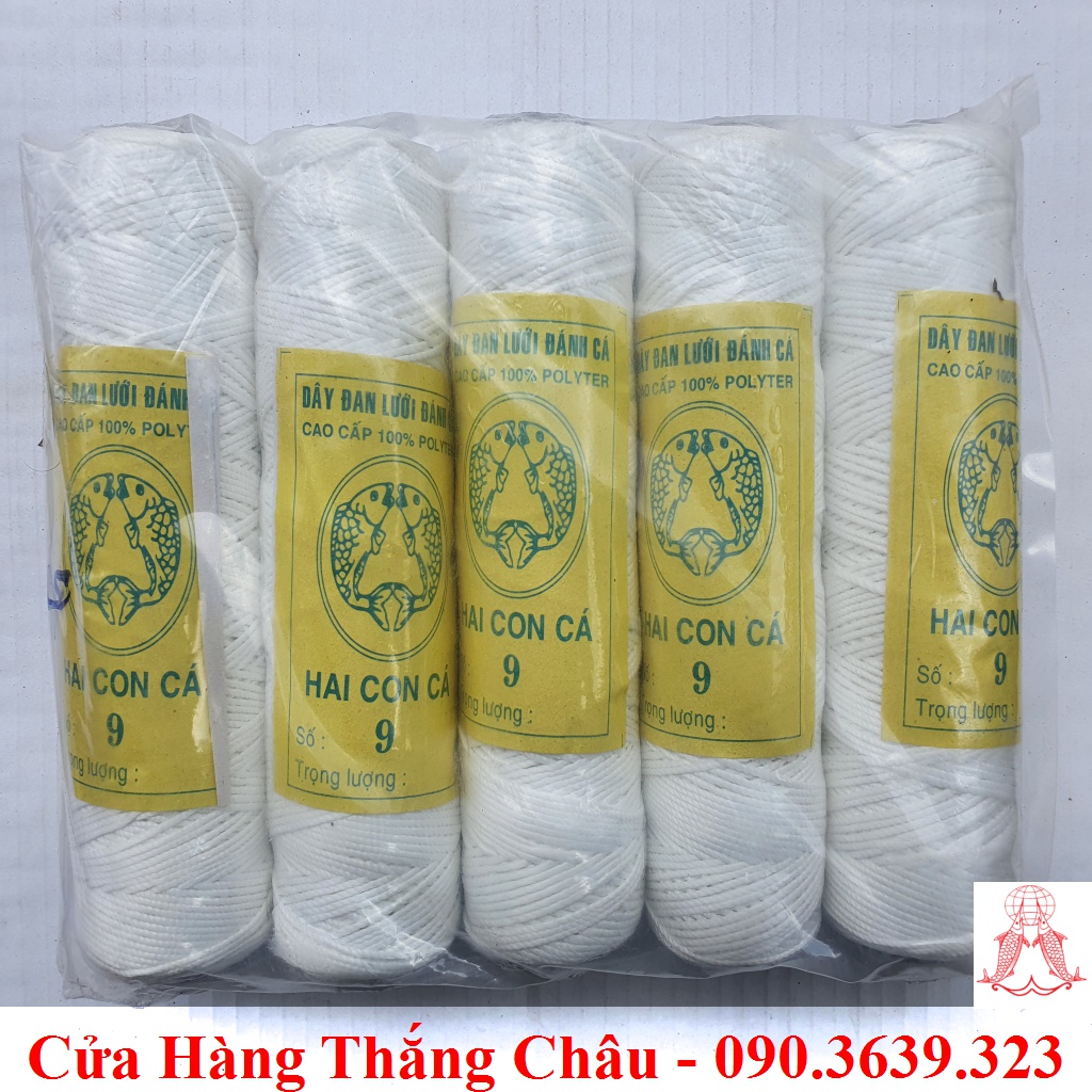 Chỉ hai con cá - 1 cuộn nhợ thợ hồ xây dựng, chỉ diều - nhiều số
