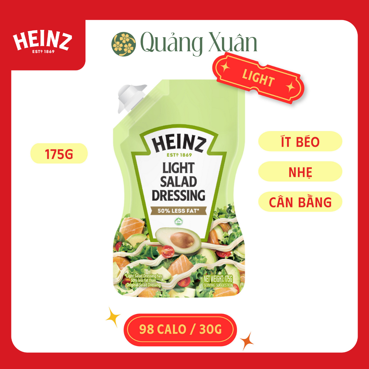 [HSD: 06/2026] Sốt trộn Salad ít béo Heinz Light Salad Dressing 175g