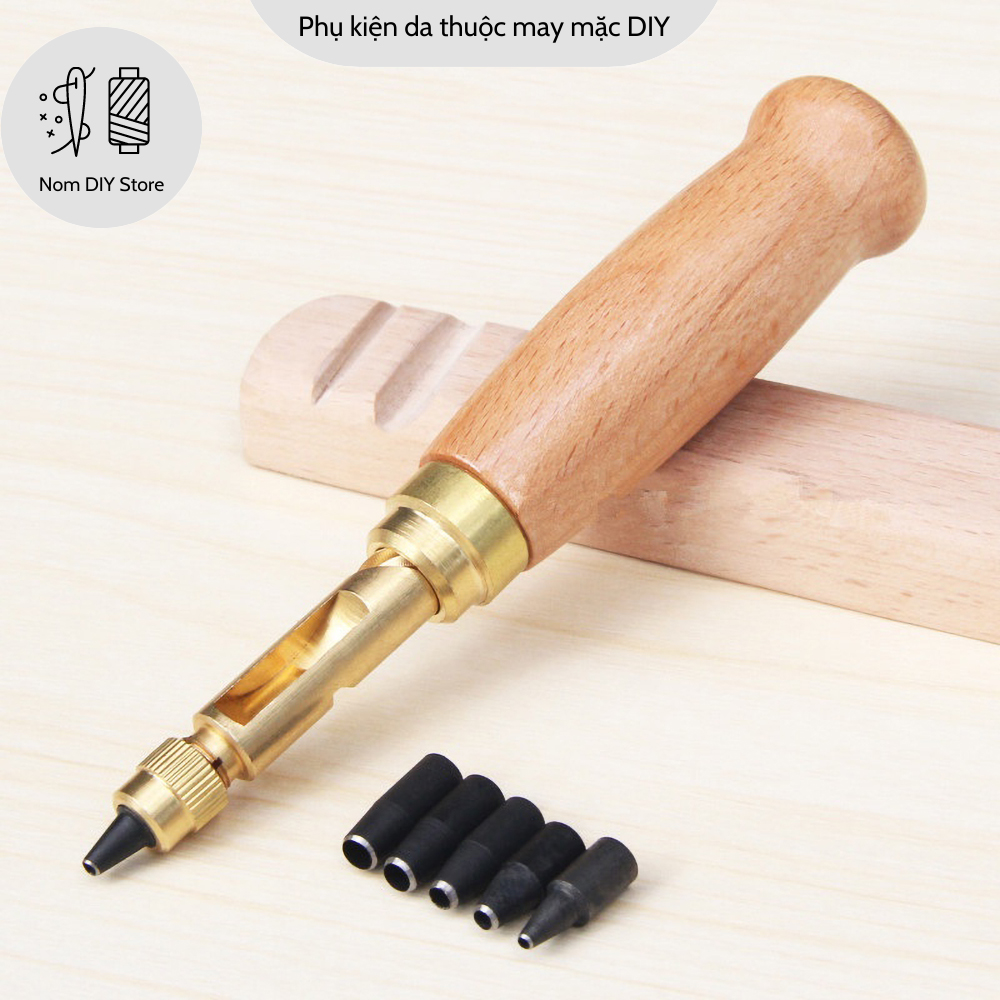 Đục lỗ tròn thắt lưng tự động kèm 6 đầu đục thay thế dụng cụ đồ nghề làm da túi ví dây đồng hồ thủ công handmade diy