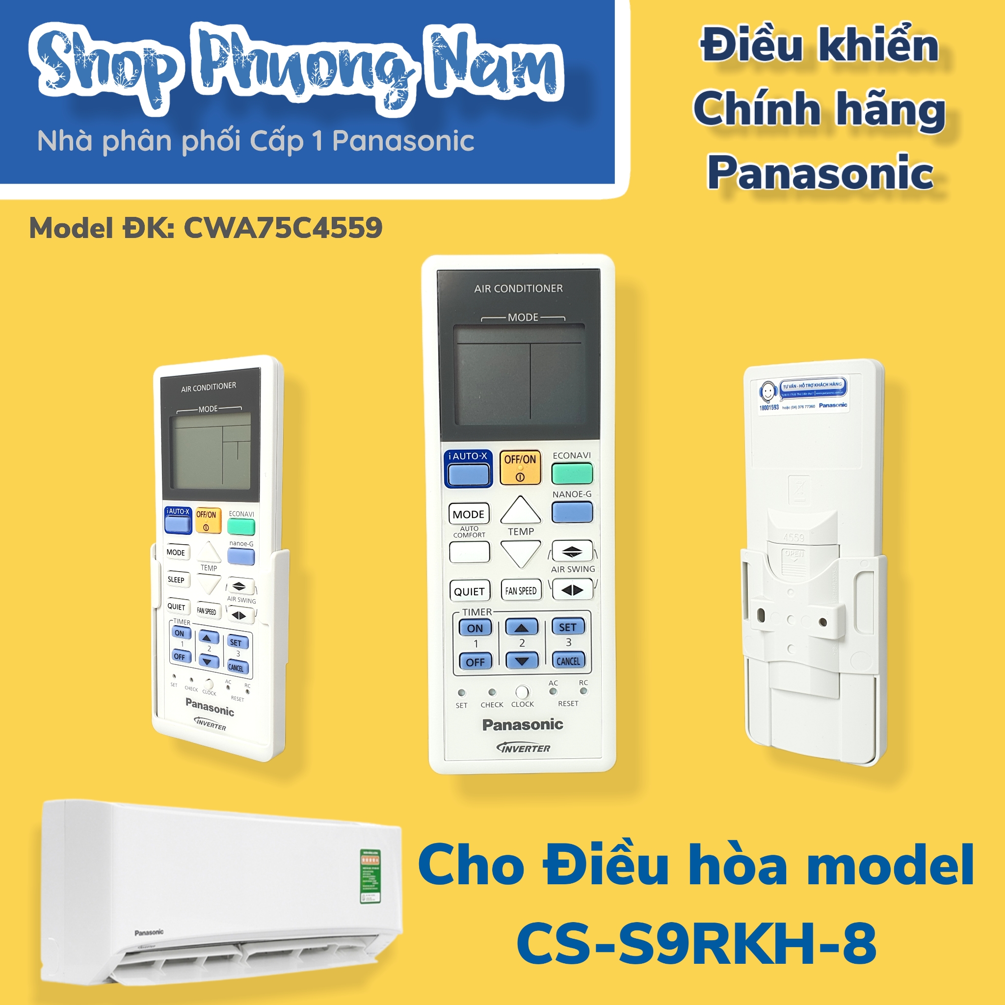 Điều khiển chính hãng Điều hoà Panasonic Model CS-S9RKH-8