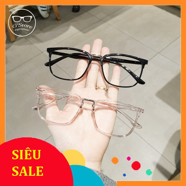Gọng kính cận nữ Hàn 2164 Form to bảo hành 12 tháng gọng vuông trong suốt nhựa dẻo kính trắng giả cận