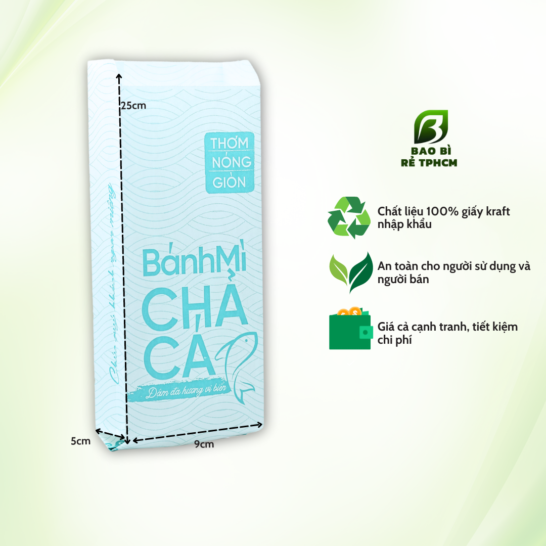 Túi đựng bánh mì chả cá xanh biển 1000 túi
