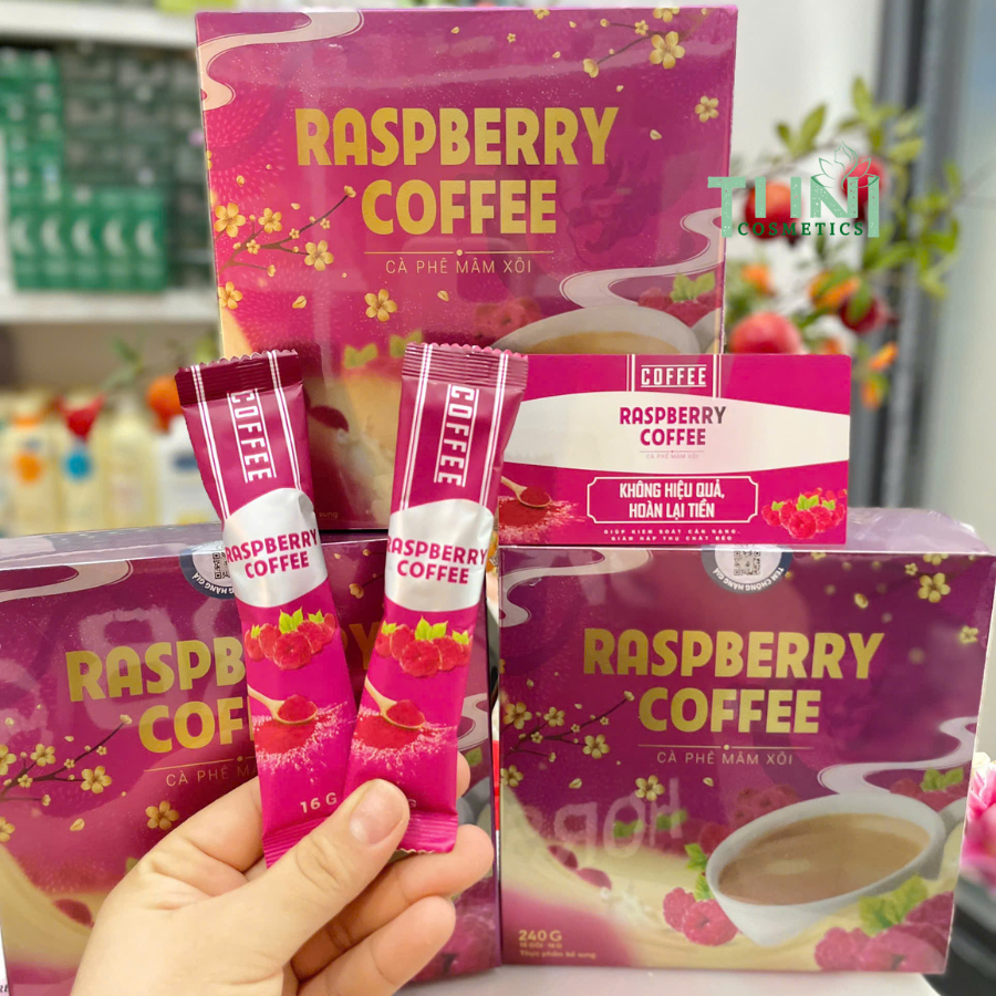 Cà Phê Mâm Xôi Giảm Cân Raspberry Coffee Hộp 15 Gói (Mẫu Củ - Mẫu Mới)