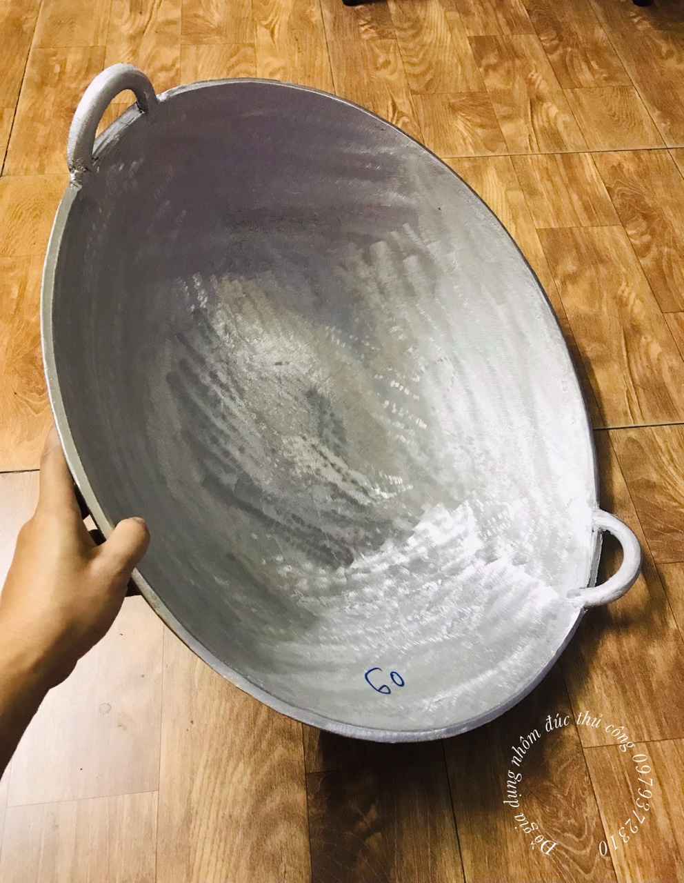 Chảo gang đáy võng cỡ lớn 58cm đúc thủ công làng nghề