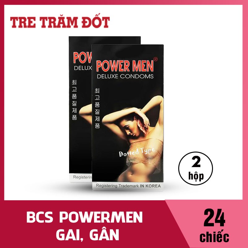 Bộ 2 Hộp Bao cao su có gai size nhỏ ôm sát Powermen Dotted Type Hộp -TOP-
