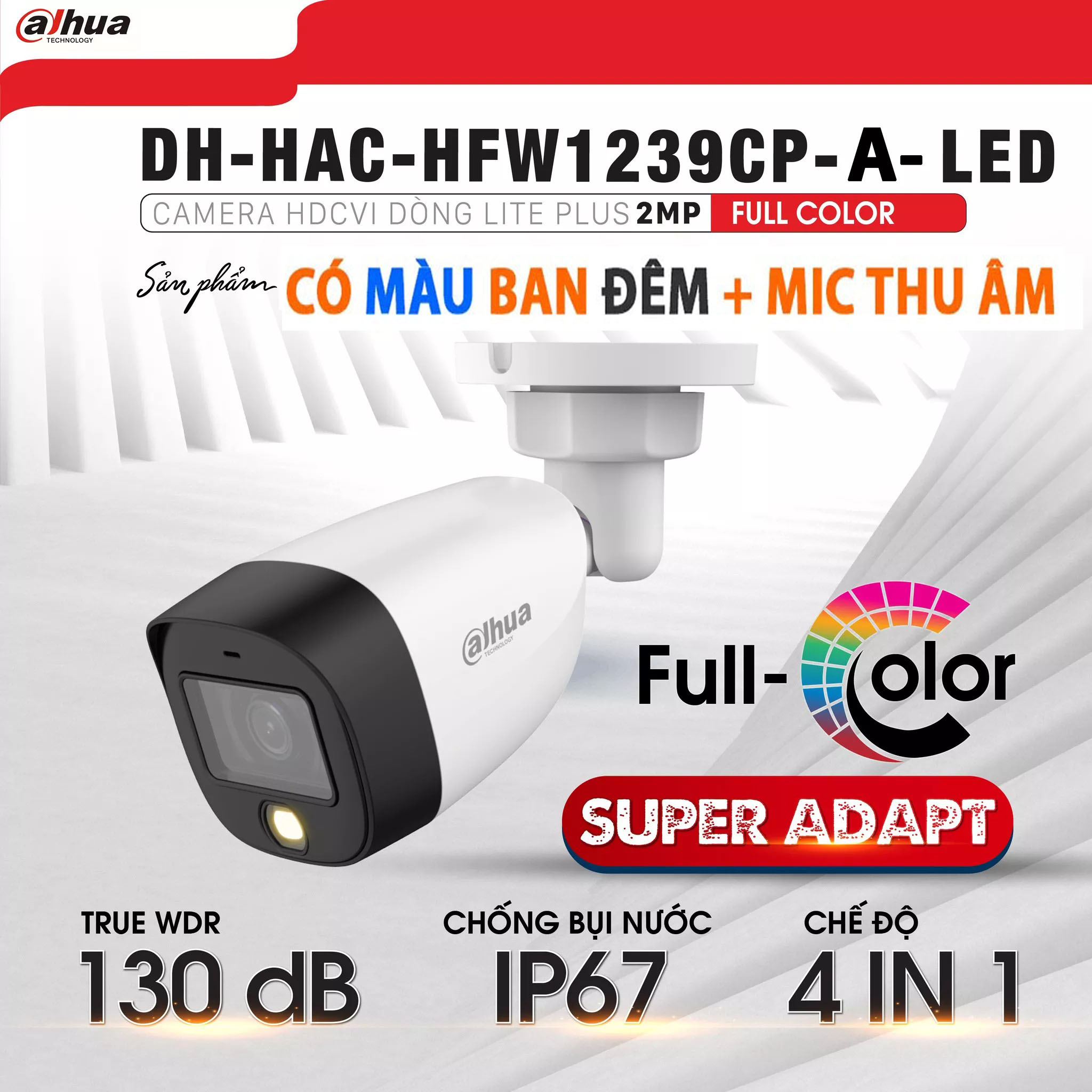 Camera hdcvi dahua dh-hac-hfw1239cp-a-led 2.0 megapixel