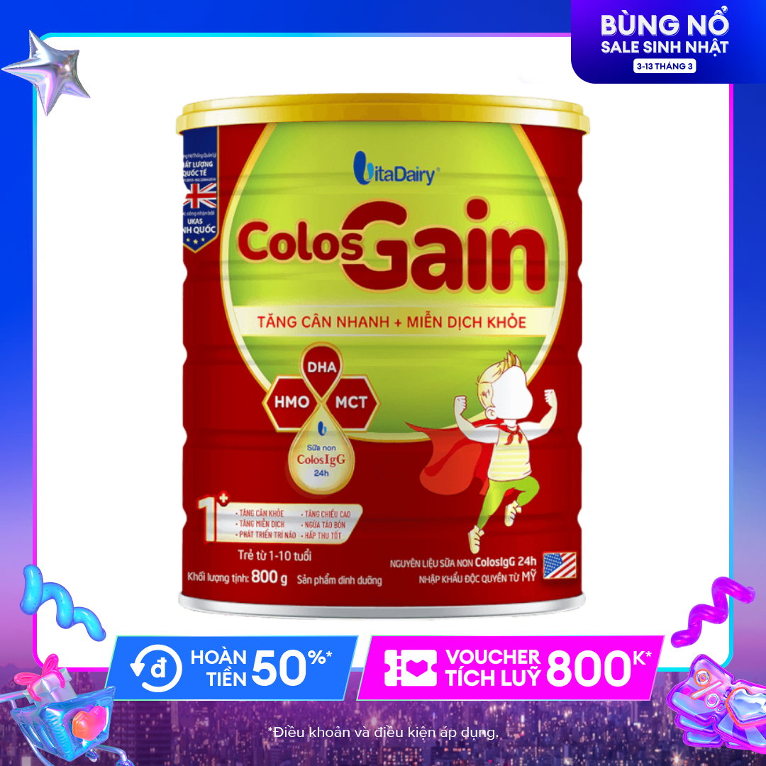 [TRỢ GIÁ] Sữa bột Colos Gain 1+ 800g