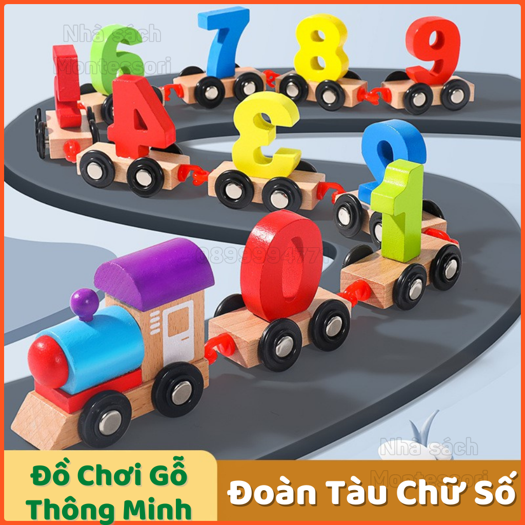 Đồ chơi thông minh đoàn tàu chữ số cho bé vừa chơi vừa học, xe lửa đồ chơi giáo dục sớm - nhà sách montessori