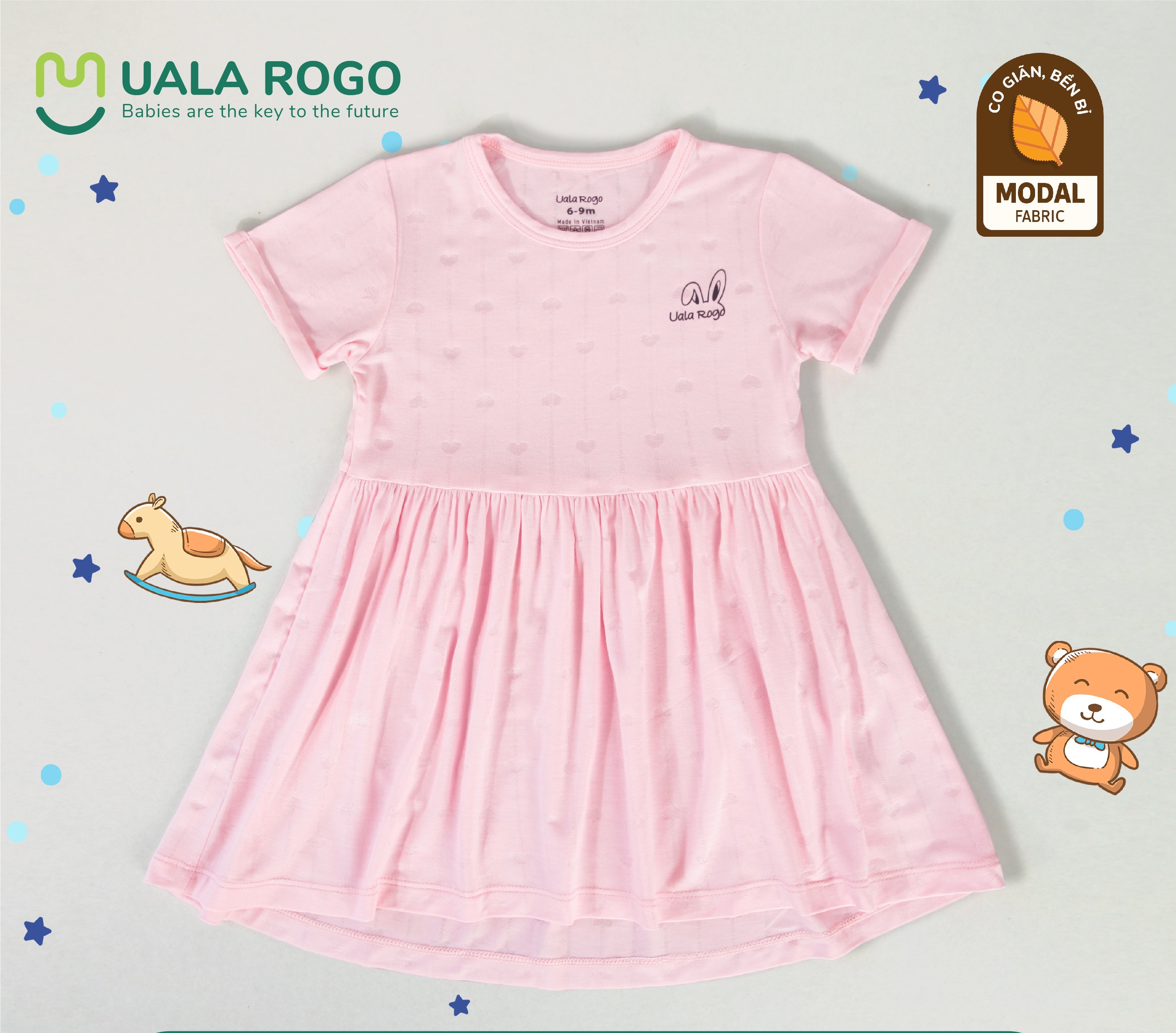 Uala rogo váy cộc tay bé gái modal