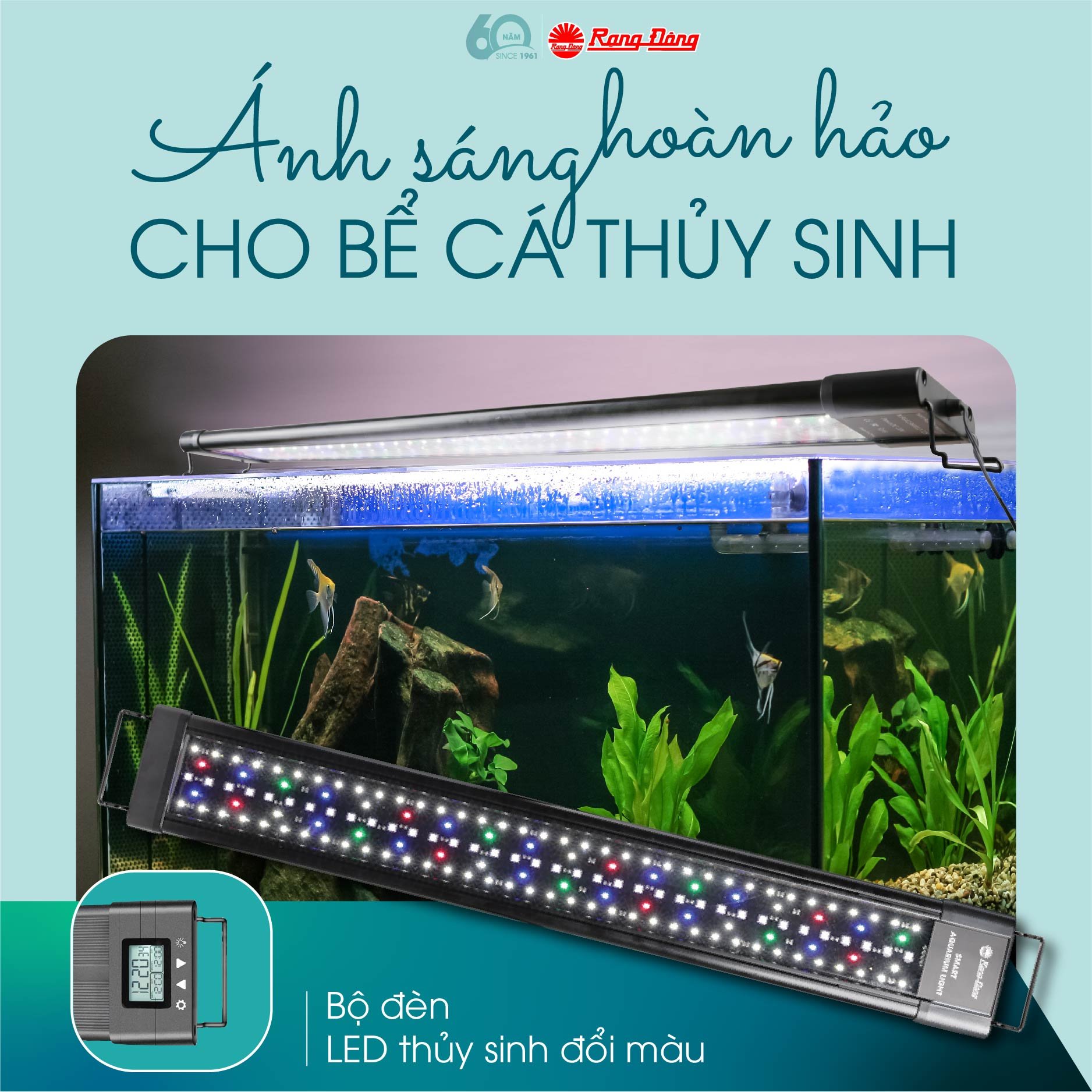 Đèn led thủy sinh 5 dãy ánh sáng trắng hoặc phối màu WRGB dành cho hồ thủy sinh, hồ cá cảnh, ánh sáng chuyên dụng