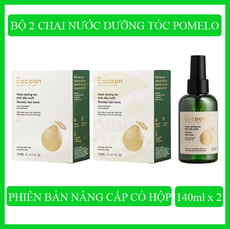 Bộ 2 chai Nước dưỡng tóc tinh dầu bưởi Pomelo Cocoon (140ml x 2) giúp giảm rụng tóc kích thích tóc mọc nhanh phục hồi tóc hư tổn