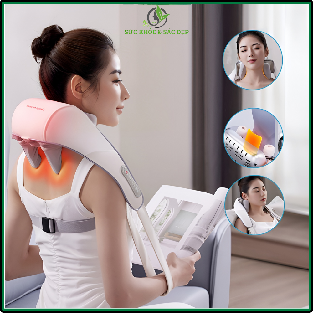 Máy massage cổ vai gáy ,đai massage cổ mô phỏng kỹ thuật massage số 8 giúp giảm đau nhức mỏi, trị liệu,xoa bóp